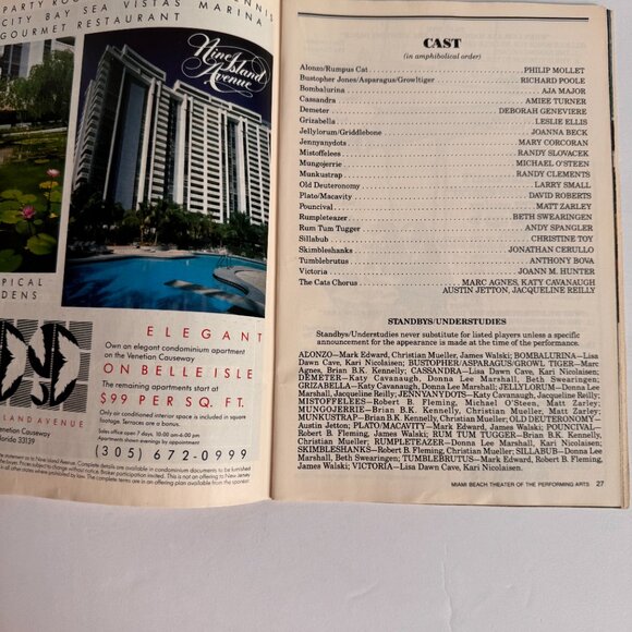 Cats December 23, 1986 Miami Beach Theater of the Perf Arts 62 pgs. Jan. 1987 Ed - Picture 5 of 12